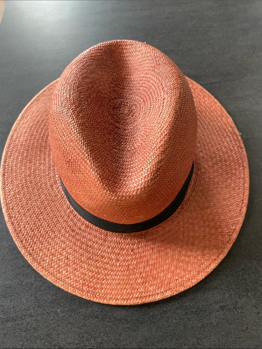 rag & bone Terracotta Straw Fedora with Black Band